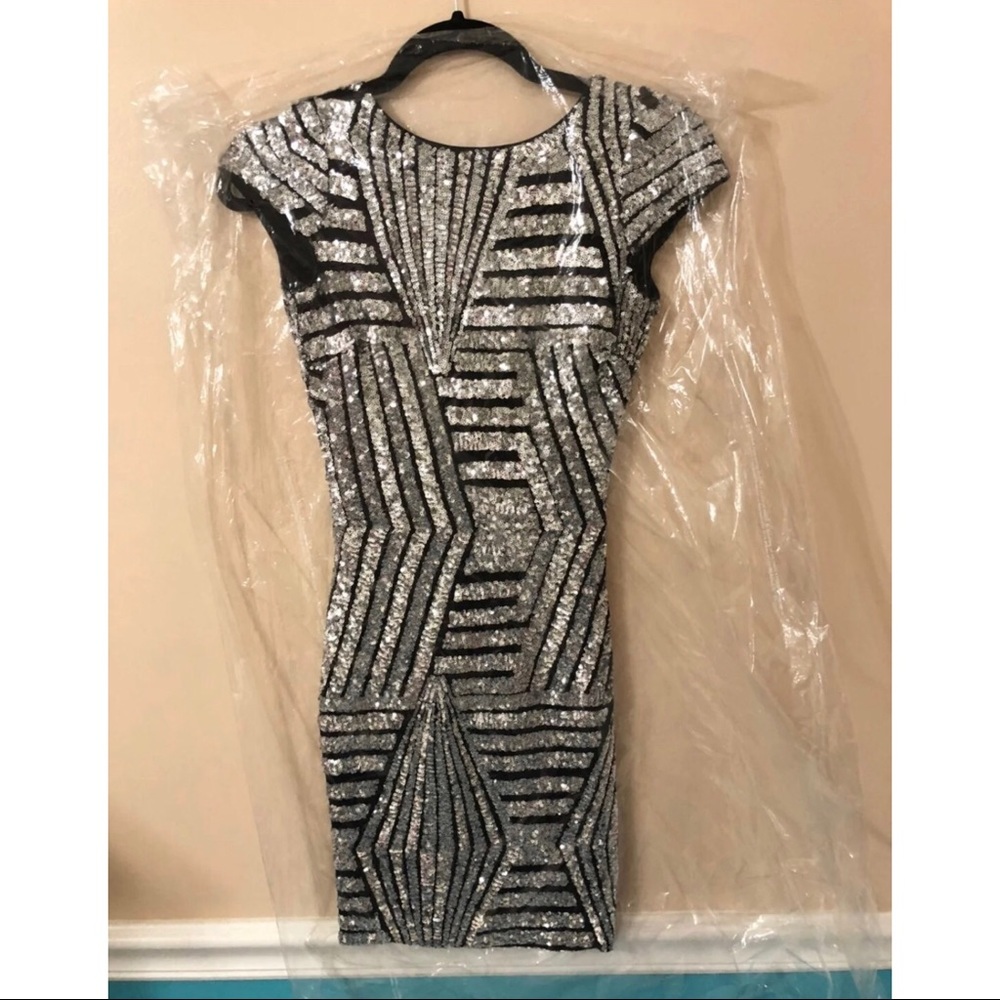 Dress the Population Black & Silver Sequin dress